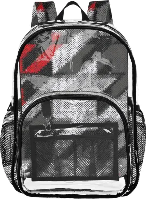 Wool Houndstooth Red Charcoal Clear Backpack for Women Girls Backpack for Kids School Clear Shoulder Bag