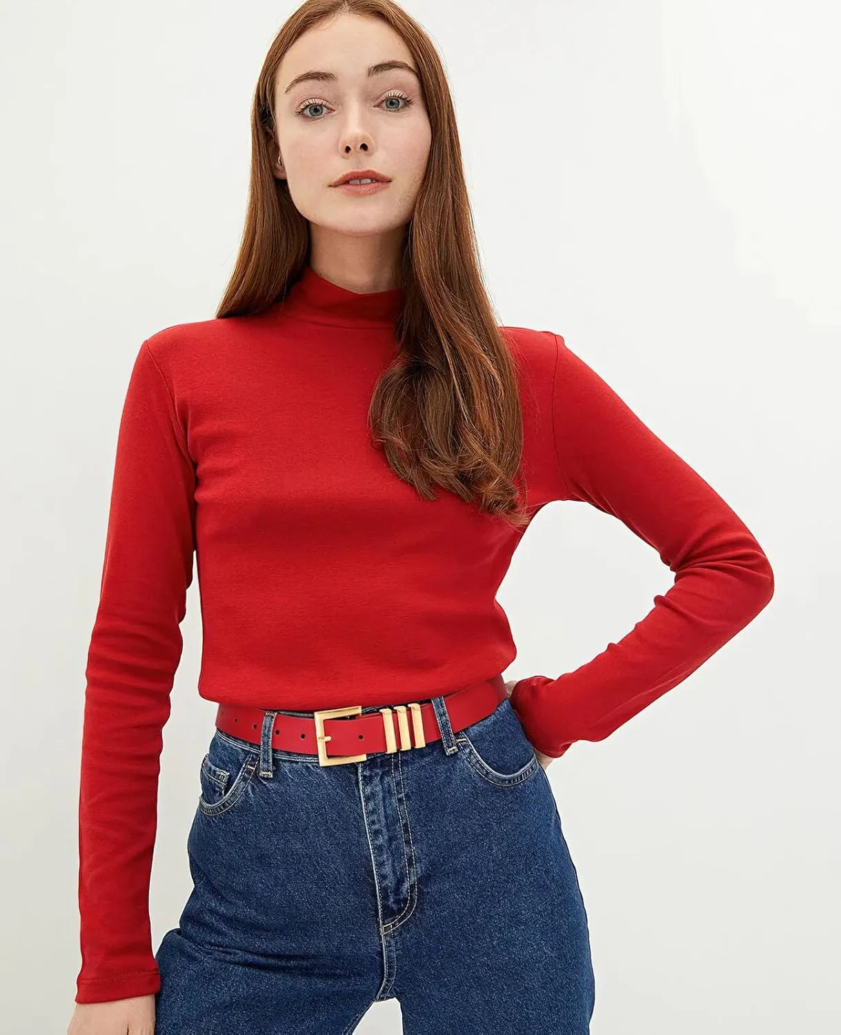 XZQTIVE Plus Size Women's Leather Belts for Jeans Pants Dress Fashion Ladies Waist Belt with Square Gold Buckle