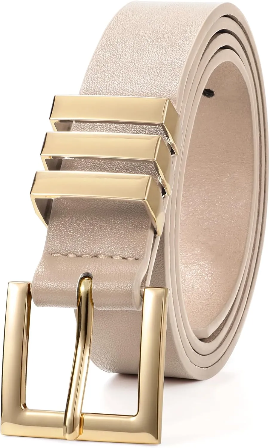 XZQTIVE Plus Size Women's Leather Belts for Jeans Pants Dress Fashion Ladies Waist Belt with Square Gold Buckle