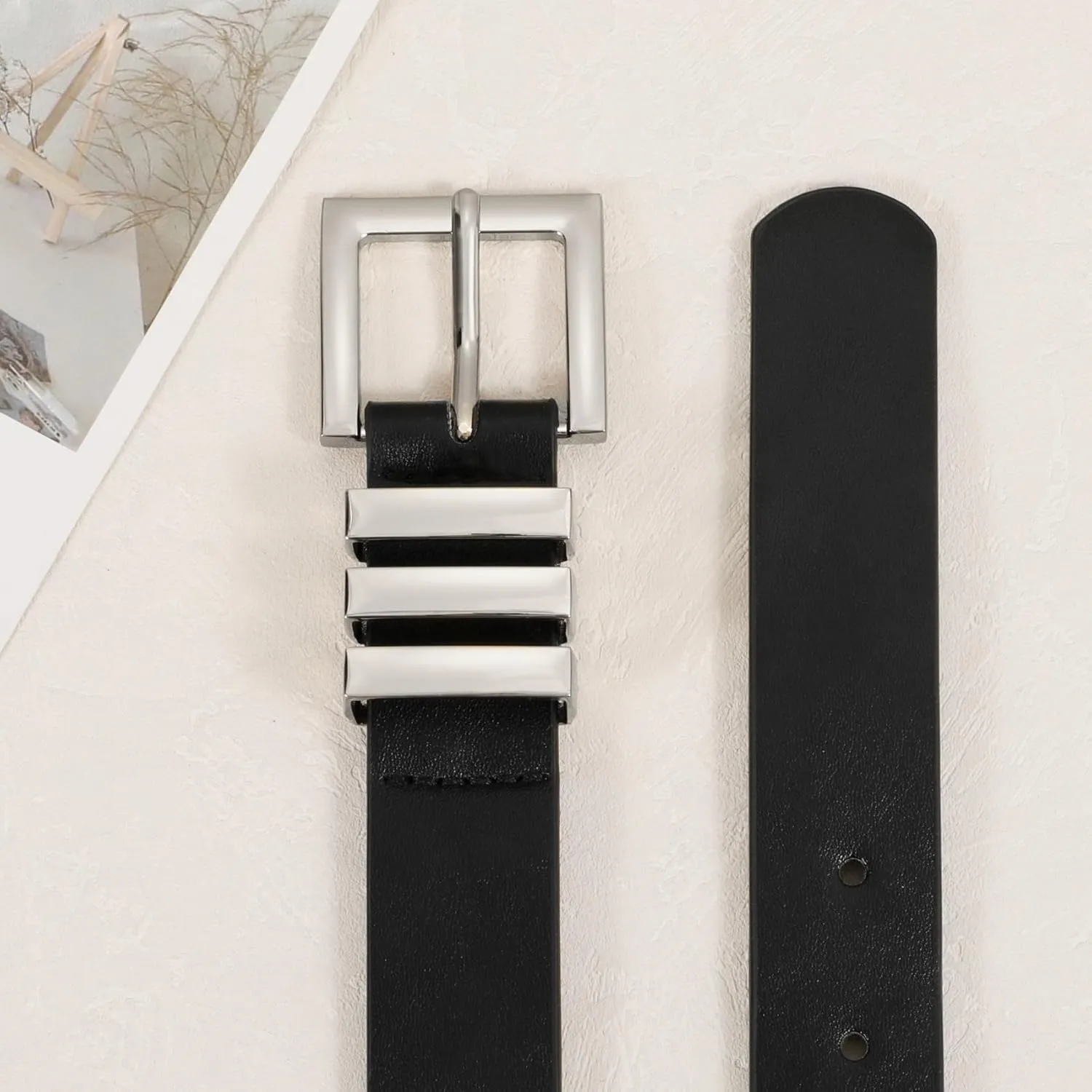 XZQTIVE Plus Size Women's Leather Belts for Jeans Pants Dress Fashion Ladies Waist Belt with Square Gold Buckle