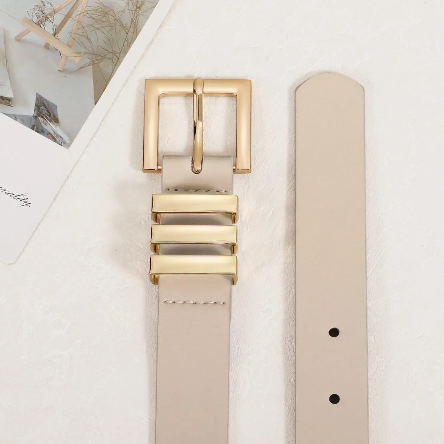 XZQTIVE Plus Size Women's Leather Belts for Jeans Pants Dress Fashion Ladies Waist Belt with Square Gold Buckle