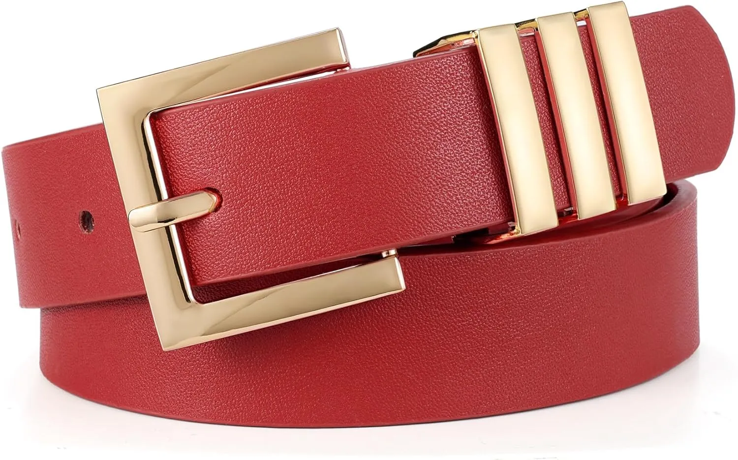 XZQTIVE Plus Size Women's Leather Belts for Jeans Pants Dress Fashion Ladies Waist Belt with Square Gold Buckle