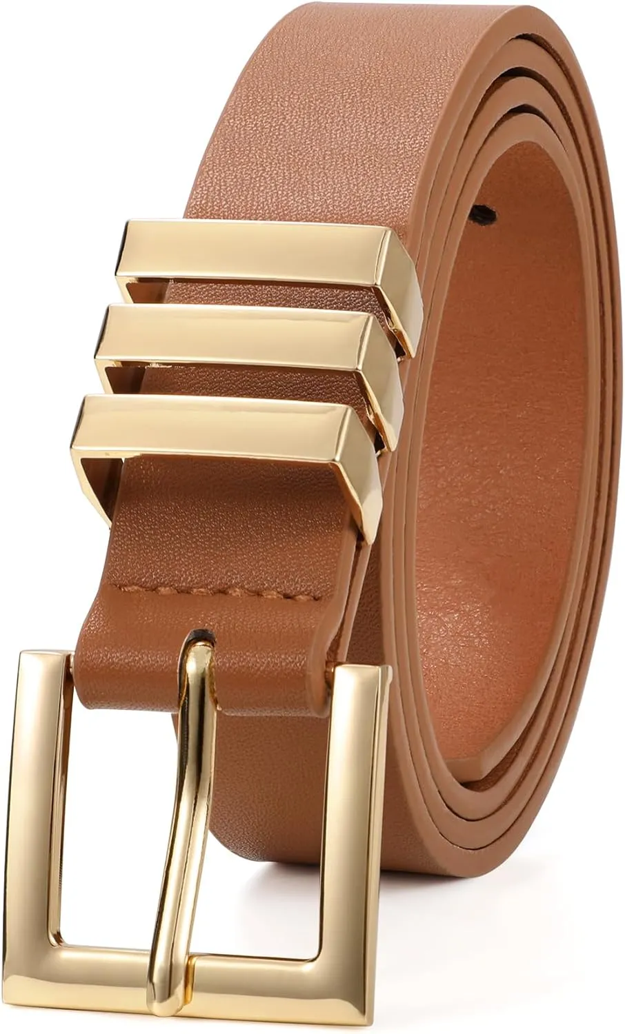 XZQTIVE Plus Size Women's Leather Belts for Jeans Pants Dress Fashion Ladies Waist Belt with Square Gold Buckle