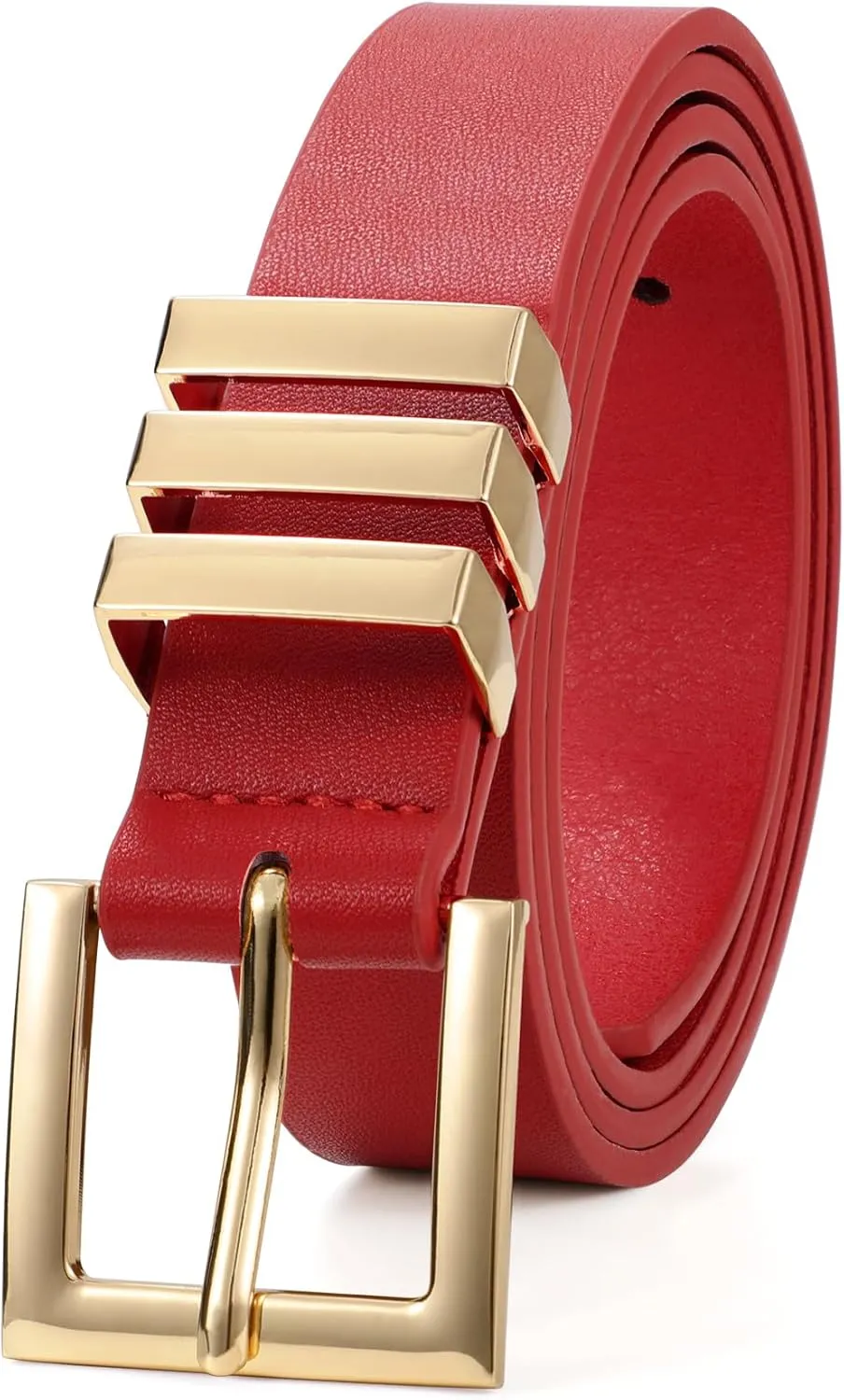 XZQTIVE Plus Size Women's Leather Belts for Jeans Pants Dress Fashion Ladies Waist Belt with Square Gold Buckle