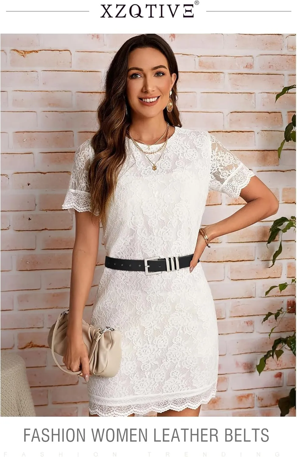 XZQTIVE Plus Size Women's Leather Belts for Jeans Pants Dress Fashion Ladies Waist Belt with Square Gold Buckle