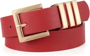 XZQTIVE Plus Size Women's Leather Belts for Jeans Pants Dress Fashion Ladies Waist Belt with Square Gold Buckle