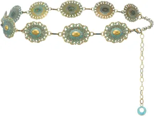 XZQTIVE Women Boho Chain Belts For Dresses Jeans Western Cowgirl Waist Links Belt Adjustable Metal Concho Belt