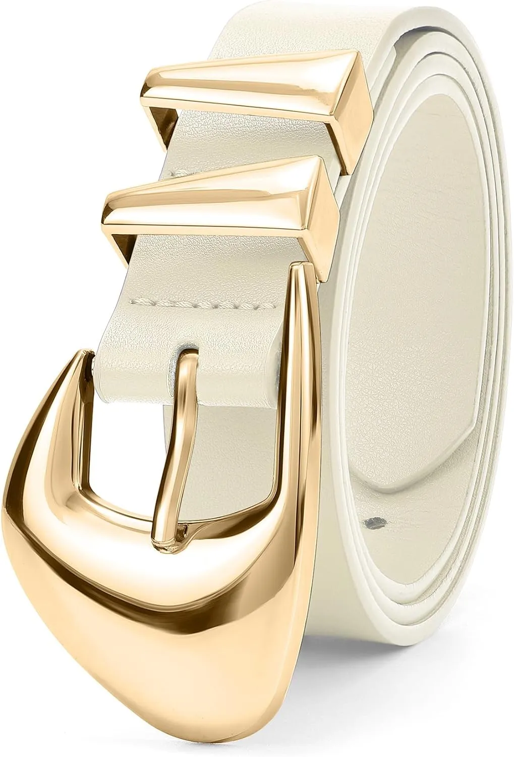 XZQTIVE Women's Leather Belts for Jeans Dress Pants Black Brown Belts for Women Ladies Waist Belts with Gold Buckle