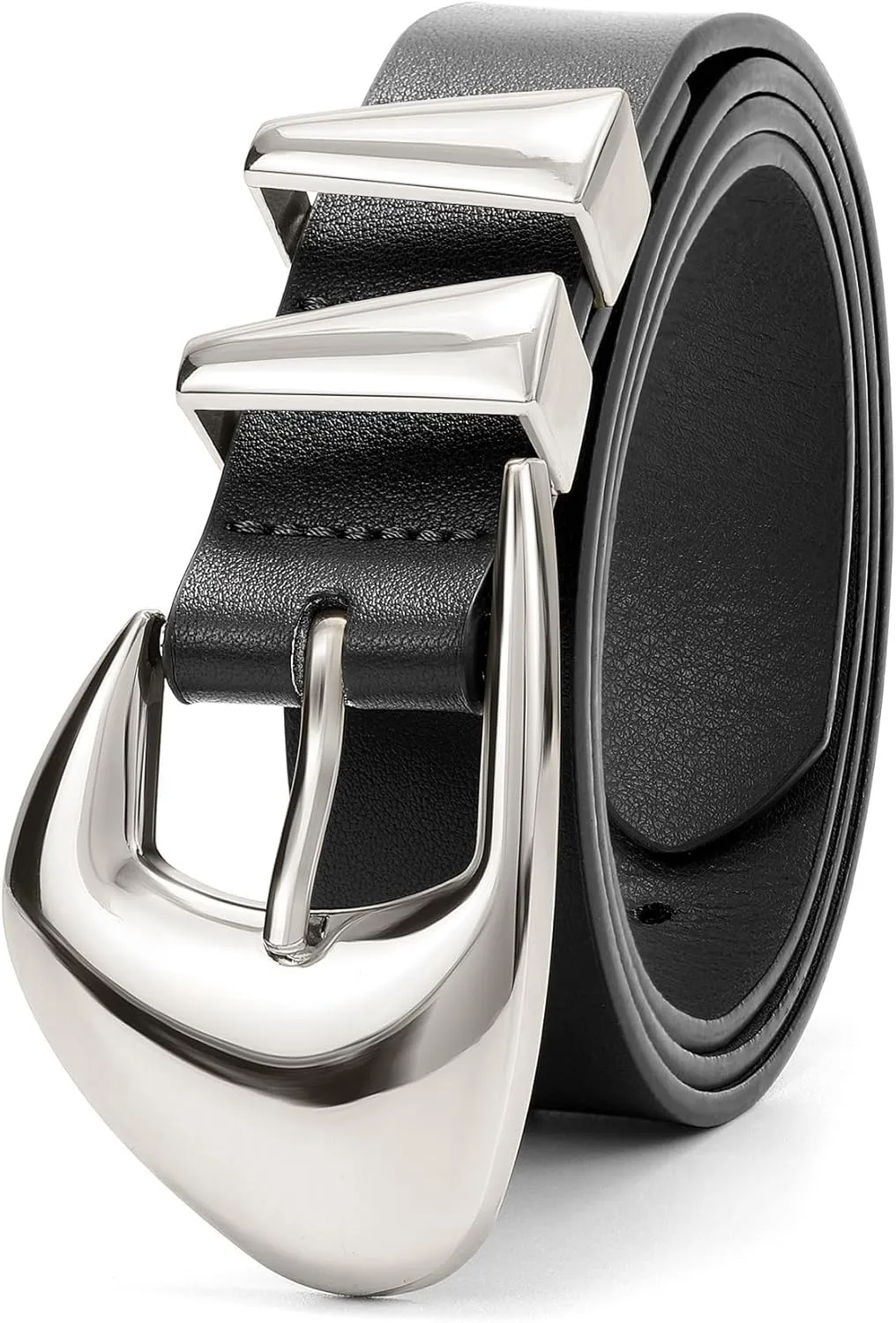 XZQTIVE Women's Leather Belts for Jeans Dress Pants Black Brown Belts for Women Ladies Waist Belts with Gold Buckle