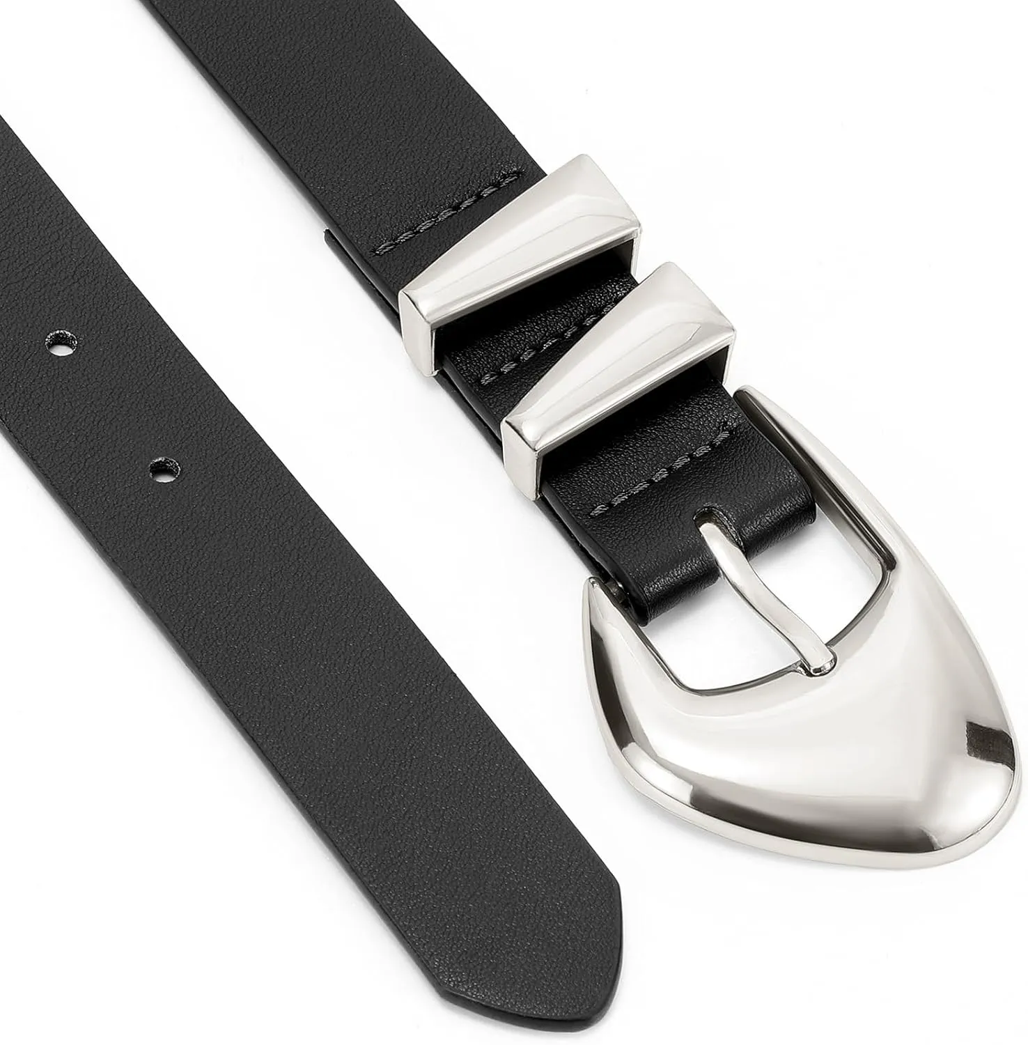 XZQTIVE Women's Leather Belts for Jeans Dress Pants Black Brown Belts for Women Ladies Waist Belts with Gold Buckle