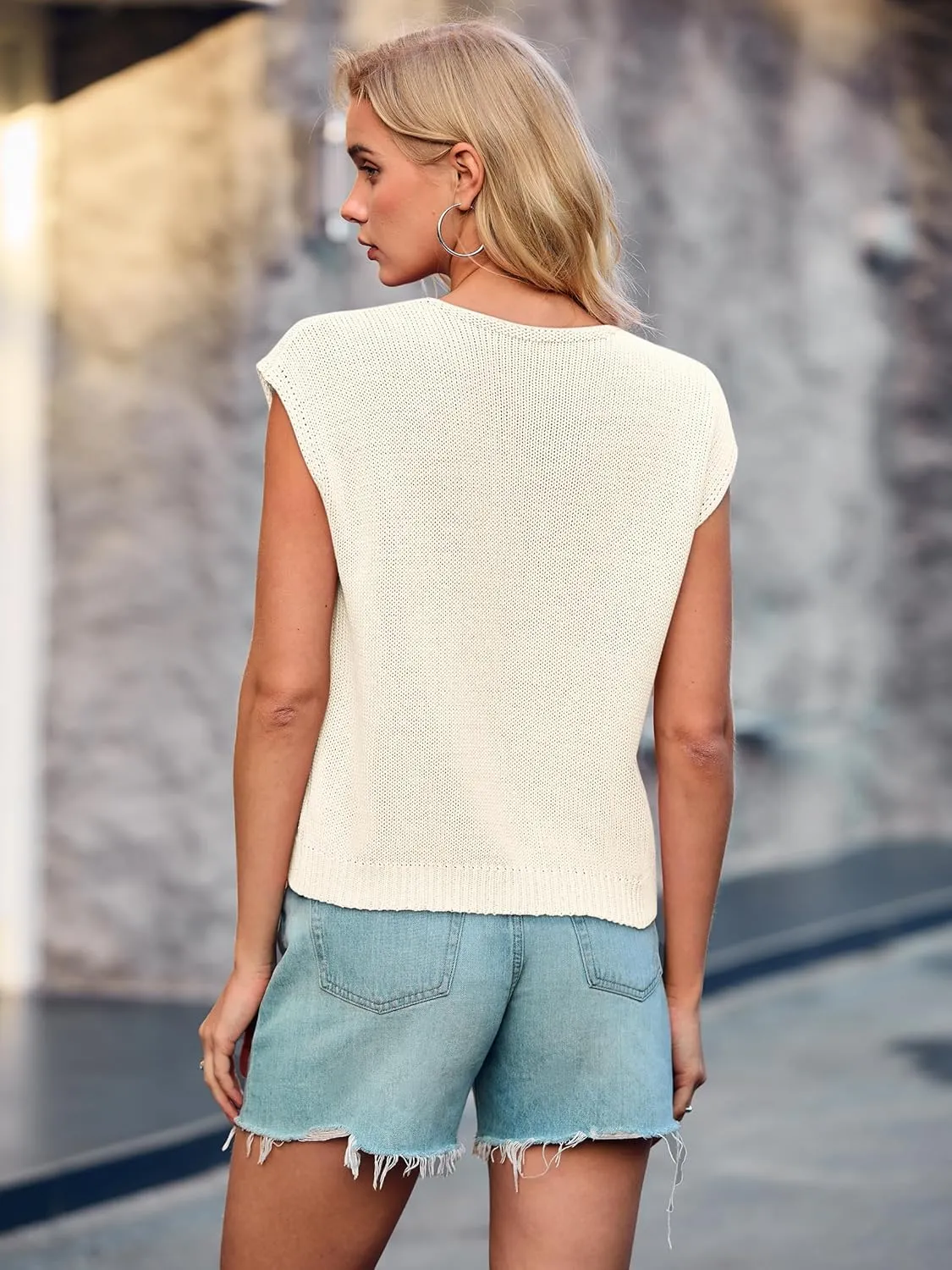 Yousify Open Front Tie Sweater Vest for Women Lightweight Summer Sleeveless Cardigan Tank Tops S-2XL