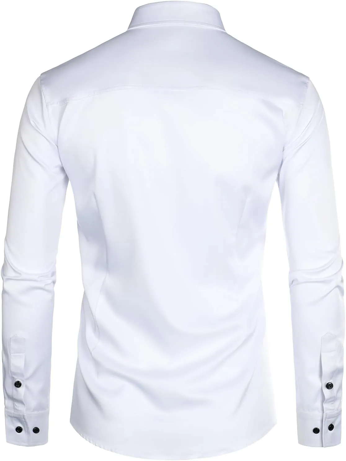 ZEROYAA Mens Slim Fit Long Sleeve Tuxedo Dress Shirts/Prom Performing Shirts