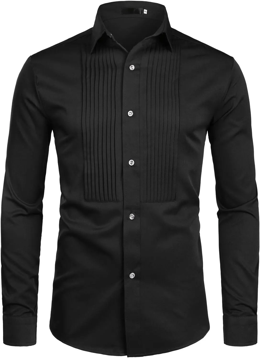ZEROYAA Mens Slim Fit Long Sleeve Tuxedo Dress Shirts/Prom Performing Shirts