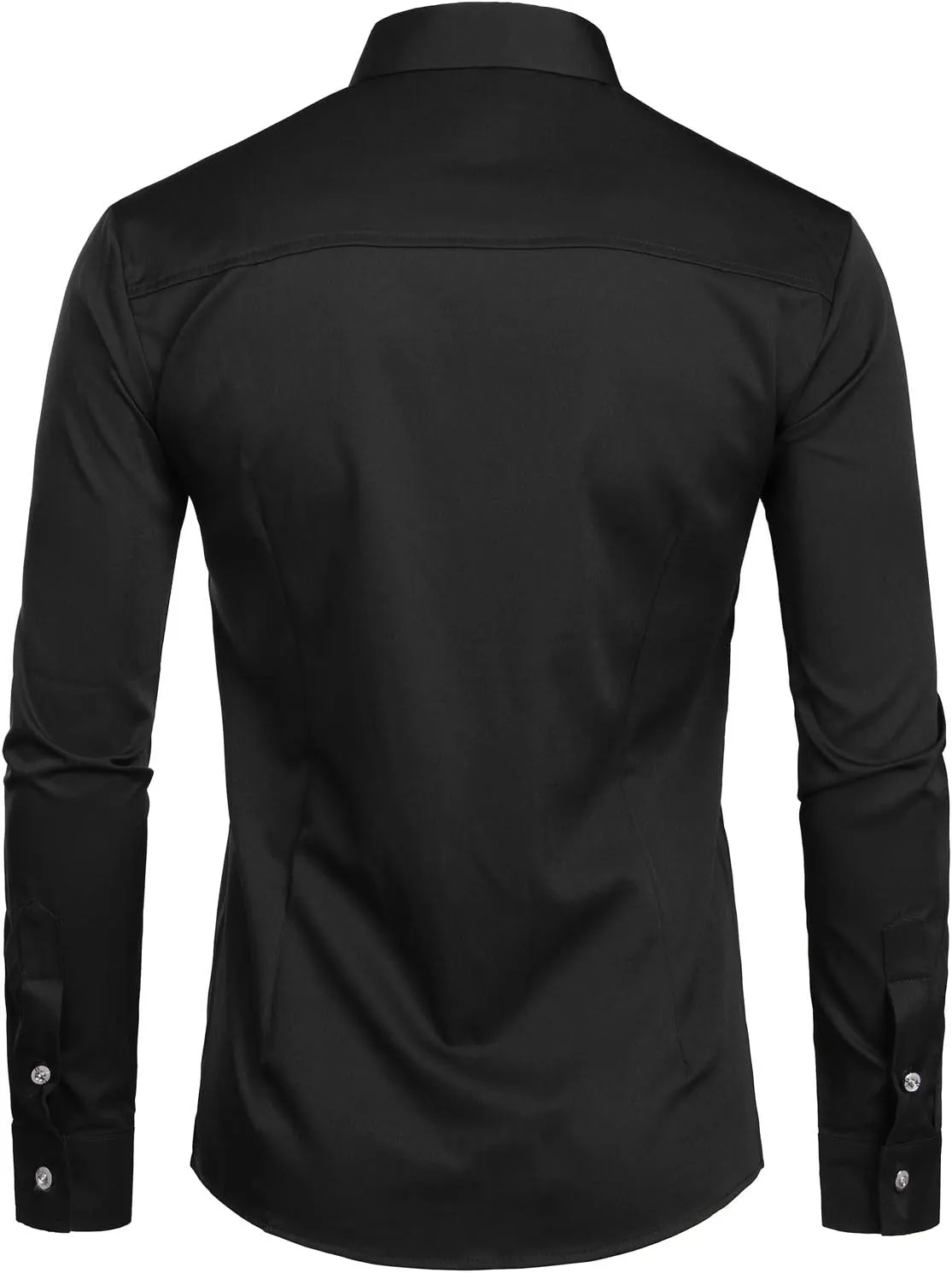 ZEROYAA Mens Slim Fit Long Sleeve Tuxedo Dress Shirts/Prom Performing Shirts