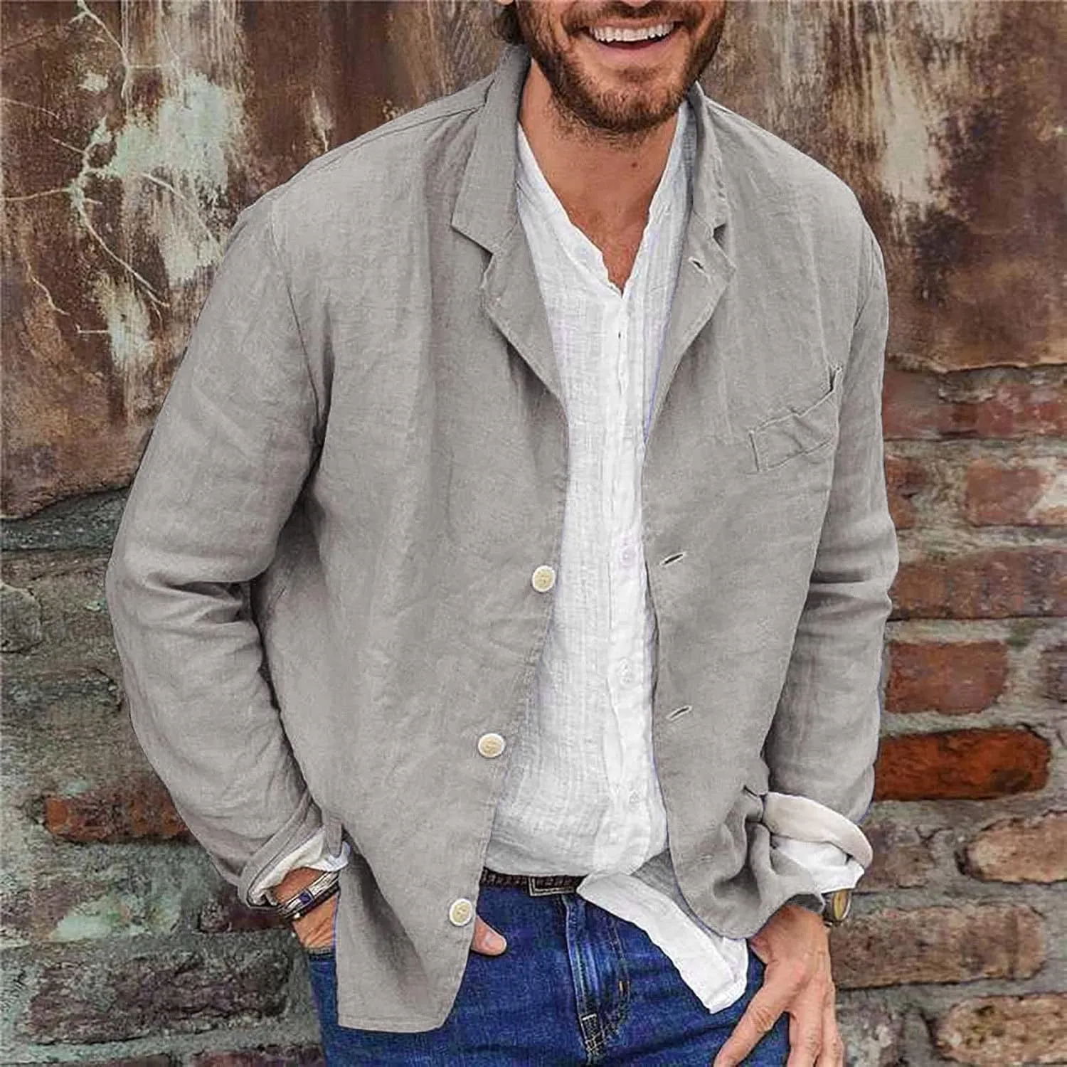 ZYXTIM Men's Casual Blazer Sport Coat Long Sleeve Button Down Lightweight Slim Casual Business Work Jackets Coat Plus Size